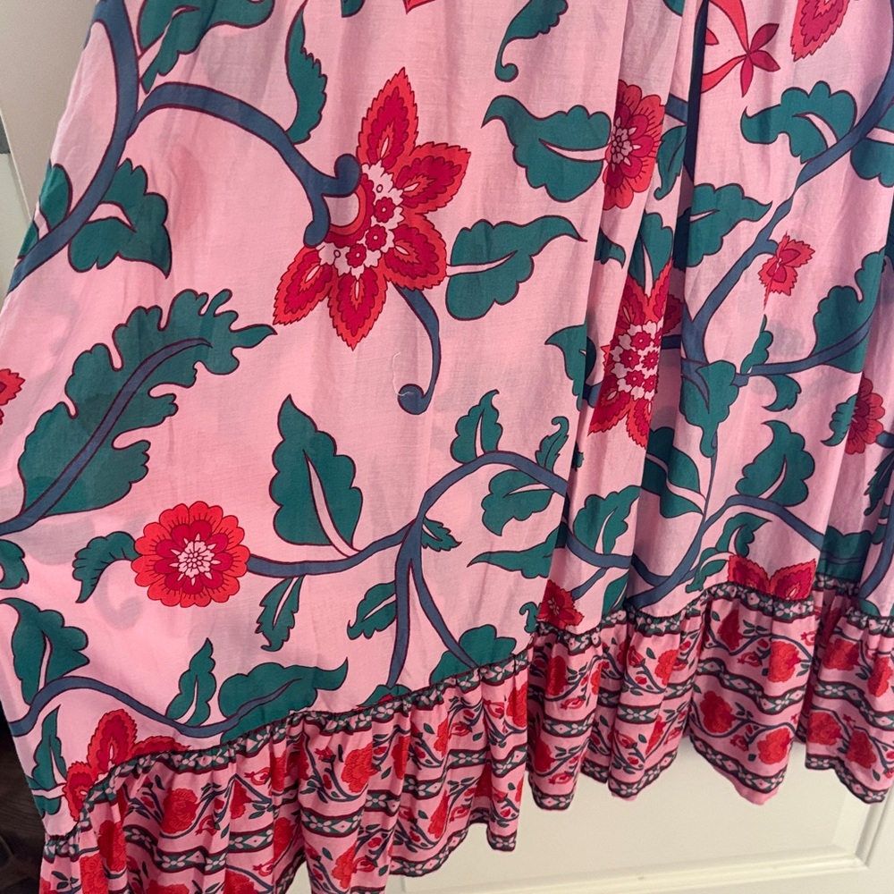 Jcrew Beachwear Floral Pink and Green V-neck Tunic Dress / Cover up - Picture 9 of 9
